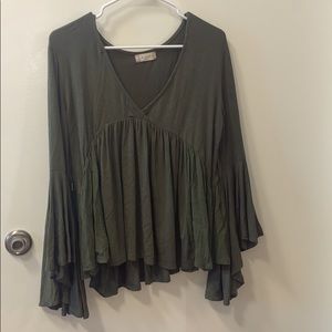 Olive green flowy top